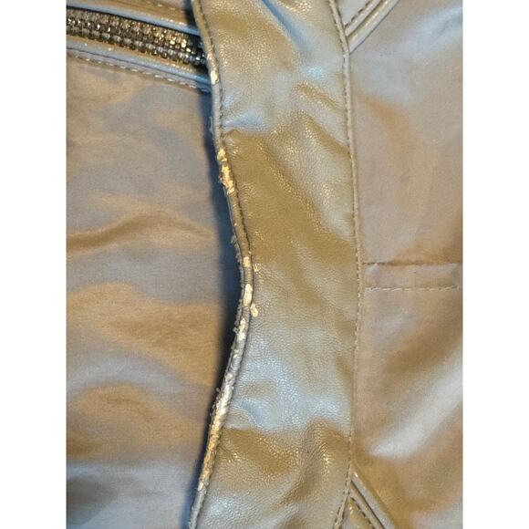 Guess Mens Faux Leather Moto Bomber Jacket Grey Size Medium - Picture 12 of 16
